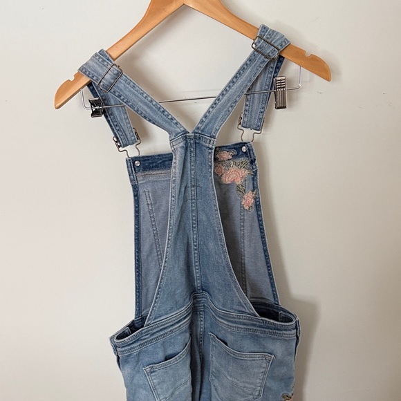 Driftwood Olivia Floral Embroidered Denim Overalls – Small | Free People - Picture 4 of 5